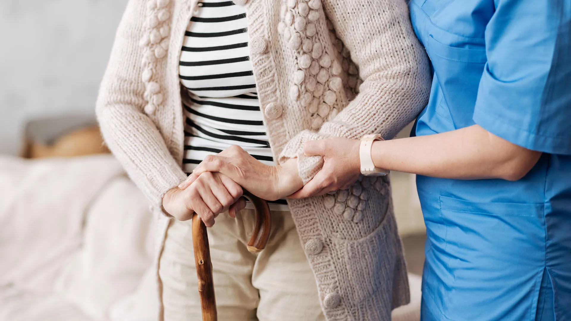 Older adult receiving attentive support at home
